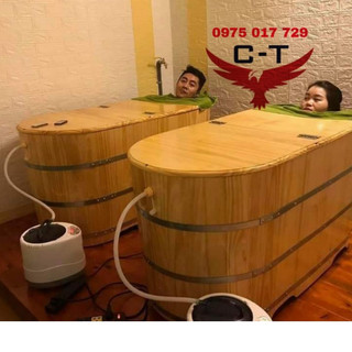 Bồn tắm xông hơi⚡ BẢO HÀNH 12 THÁNG ⚡ Bồn gỗ đa năng dùng tắm và xông hơi toàn thân Hình bầu dục ,dùng tại spa,gia đình