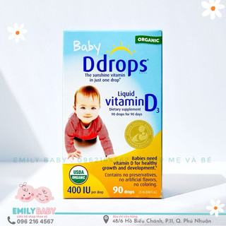 Vitamin D3 Baby Ddrops Mỹ cho bé 0-2 tuổi