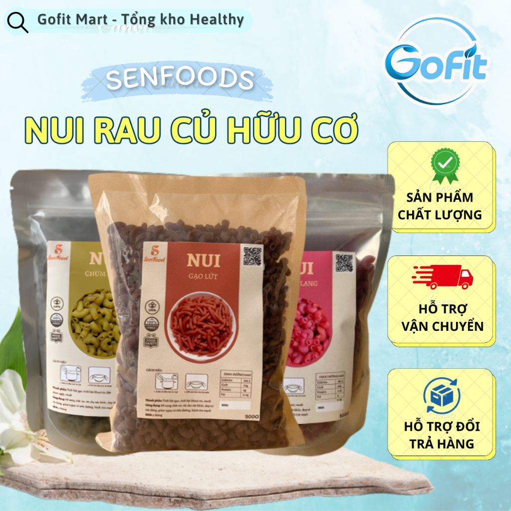 Nui Gạo Lứt, Nui Ngũ Sắc, Nui Chùm Ngây, Nui Khoai Lang Sen Food 500g