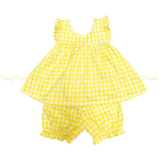 Set caro vàng xô cotton bé gái