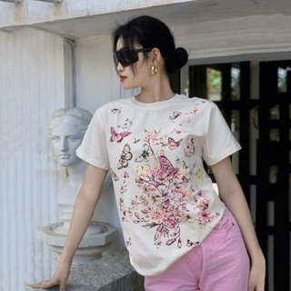 Áo Thun Nữ Họa Tiết Bướm Xinh, Chất Cotton 4 Chiều Mềm Mịn, Thoáng Mát, Hàng Cao Cấp. T3058