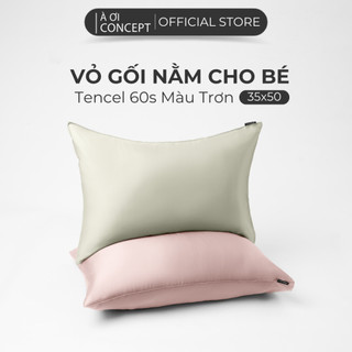 Vỏ Gối Nằm Lụa Tencel 60s Size 35x50 cm Cho Bé Cao Cấp À Ơi Concept Màu Trơn Sản Xuất Tại Việt Nam