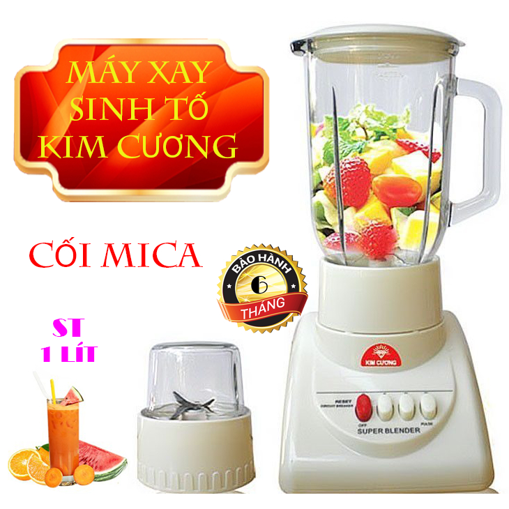 Máy xay sinh tố Kim cương t02 - Ly mica - 2 Cối