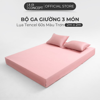 Combo 3 Món Lụa Tencel Ga Giường 2m x 2m và 2 vỏ gối nằm À Ơi Concept cao cấp Hàn Quốc nhiều màu