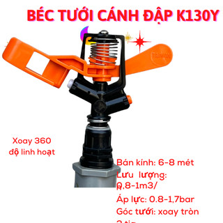 Combo 5 k130y béc tưới phun mưa cánh đập nhỏ 21mm, béc cánh đập chuồn chuồn 2 tia k130y phun 360 độ