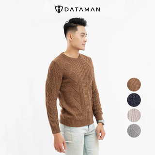 Áo len nam DATAMAN, cổ tròn, hoạ tiết vặn thừng cable-knit, chất liệu len lông cừu cao cấp, dày dặn, mềm mại - DT20