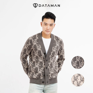 Áo Cardigan nam DATAMAN, len dệt Jacquard họa tiết Monogram DATA thời thượng, chất len dày dặn, siêu mềm mịn - DT22