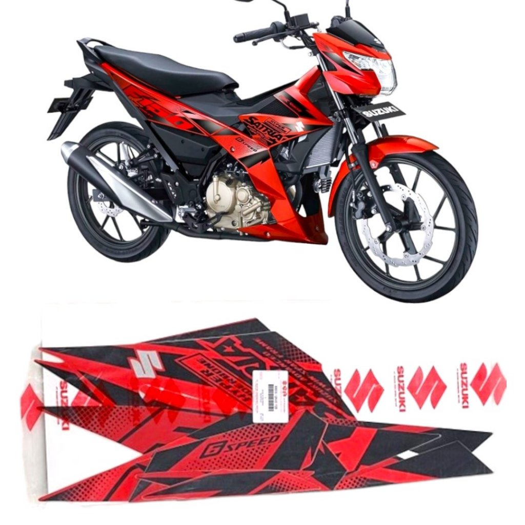 Tem dàn áo Satria fi 150 màu đỏ đời 2018 (mã 6800-12K40-YZE)