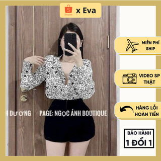 Áo sơ mi nữ lụa cao cấp hoạ tiết ngôi sao Eva shop
