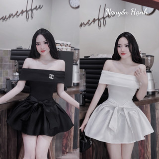 Váy Trễ Vai Nơ Kèm Tag Có Quần