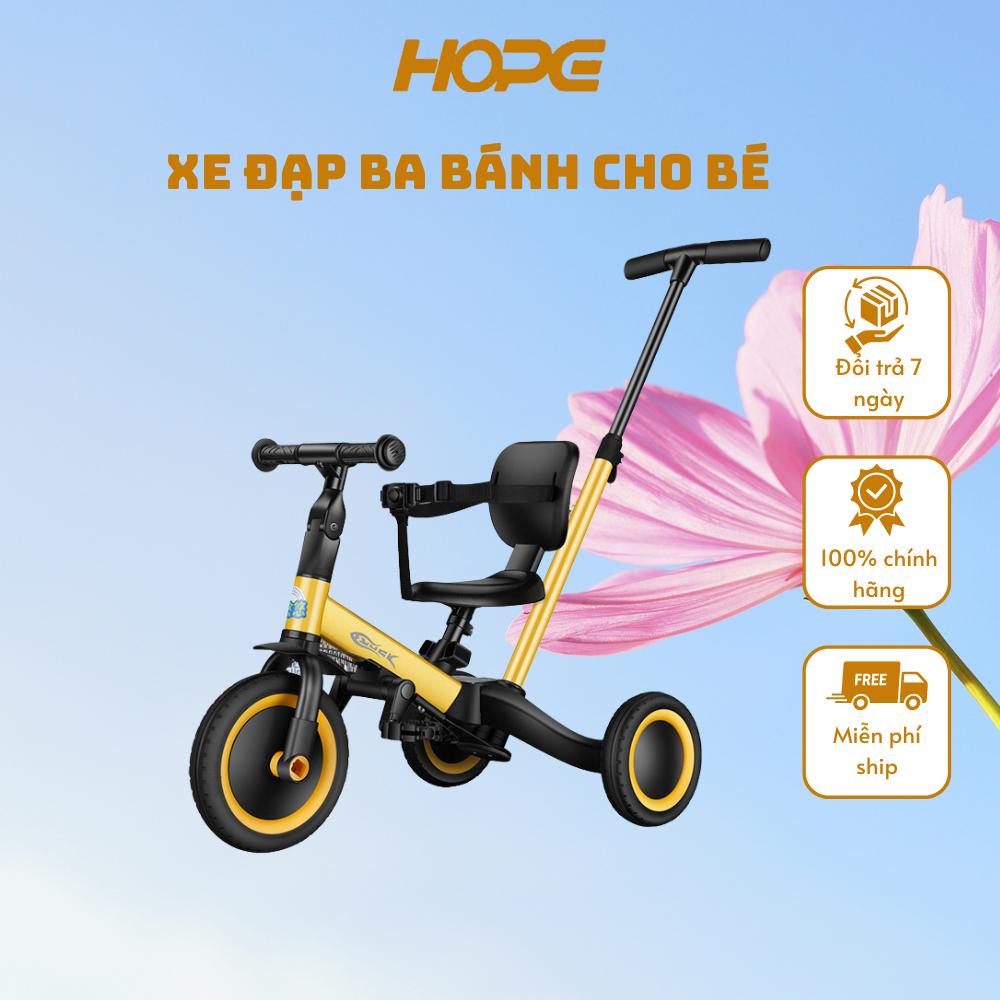Xe đạp 3 bánh HOPE cao cấp, kết hợp 3 chế độ xe đẩy, xe thăng bằng và xe đạp ba bánh cho bé