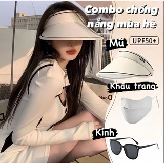Combo mũ kính khẩu trang chống nắng chống tia UV