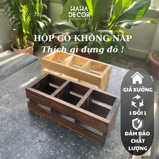 Hộp gỗ đa năng, hộp gỗ không nắp trồng cây, hộp gỗ thông mỹ HG01-3H
