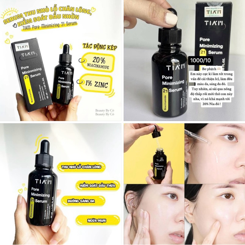 [CHÍNH HÃNG 100%] SERUM KIỀM SOÁT DẦU VÀ THU NHỎ LỖ CHÂN LÔNG NIACINAMIDE 20%+ ZINC 1% TIAM PORE MIN