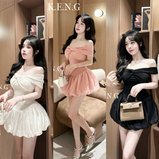 Váy Trễ Vai Xoắn Ngực Chân Bí Xinh
