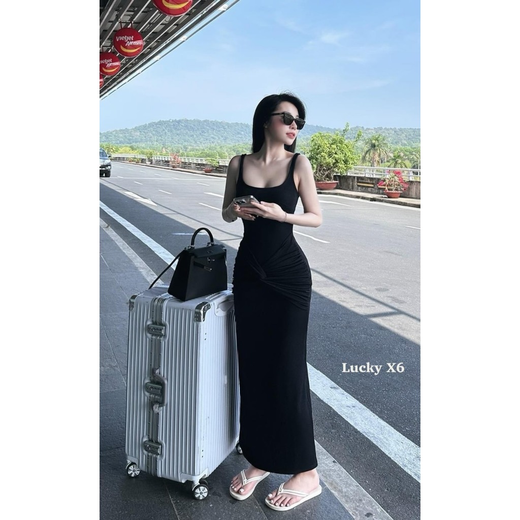 Váy body dáng dài,Váy ôm body chất liệu zip co giãn đa chiều tôn dáng siêu đẹp