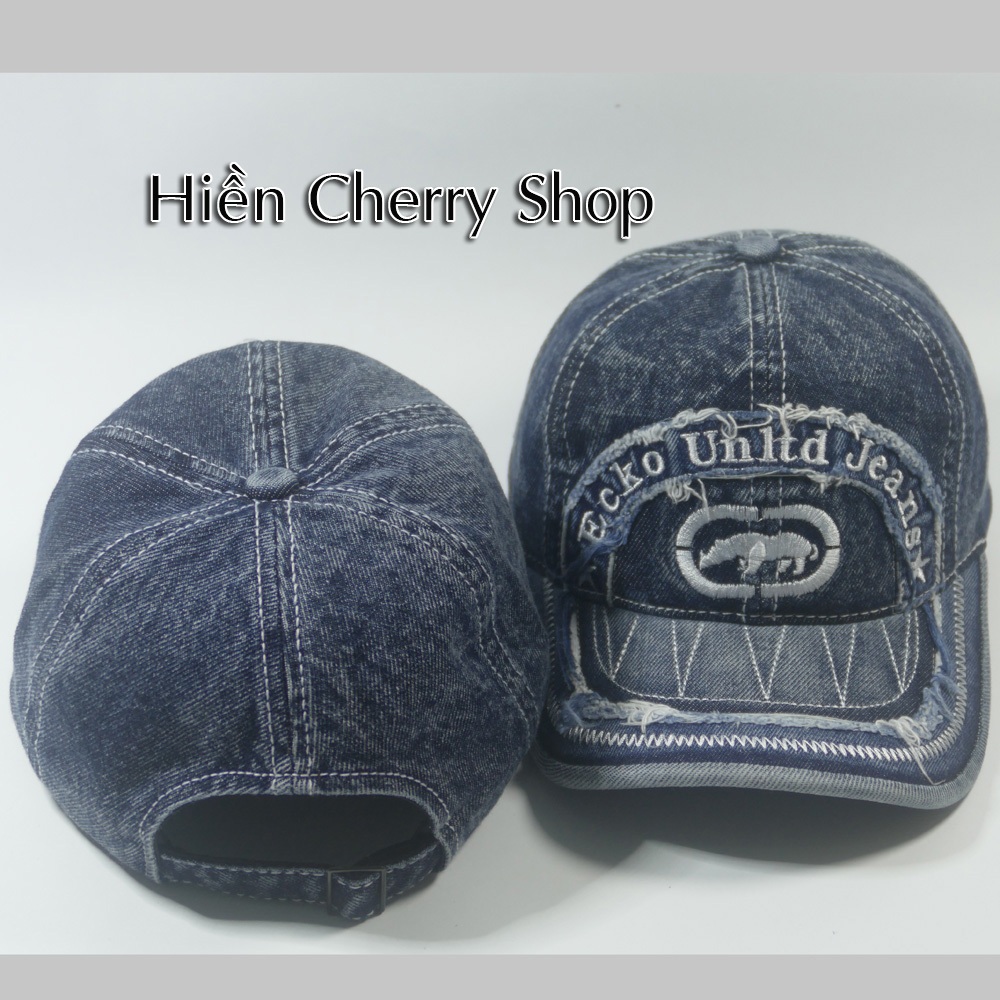 NÓN KẾT Jeans thêu chữ Ecko Unltd Jeans, mũ lưỡi trai vải Jeans thêu chữ đẹp- Chất liệu vải Jeans ph