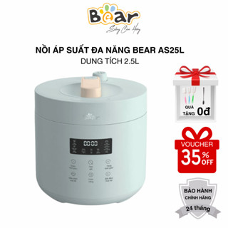 Nồi Áp Suất Đa Năng 2.5L Bear SB-AS25L - Áp Suất 70 KPA, Phiên bản Tiếng Việt - Bảo Hành Chính Hãng 24 Tháng