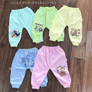 Quần dài cho bé sơ sinh có in mông thú,vải cotton mềm mịn bo gấu