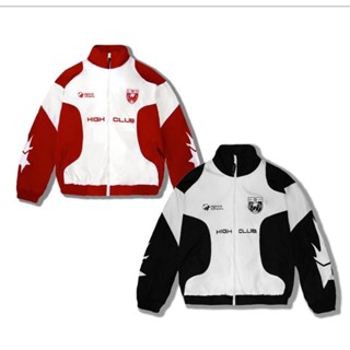 Áo Khoác Dù Gió HIGH CLUB Phối Màu  2 Lớp - Áo Bomber Bóng Chày Có Khoác kéo Zip Nam Nữ Mặc Jacket Top Đen , Đỏ