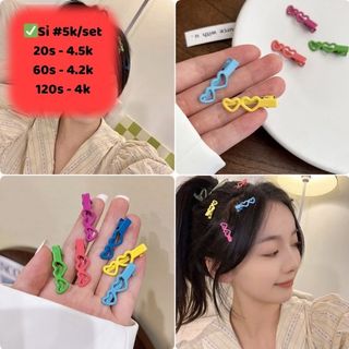 Set 5 kẹp tóc hình trái tim mini nhiều màu sắc