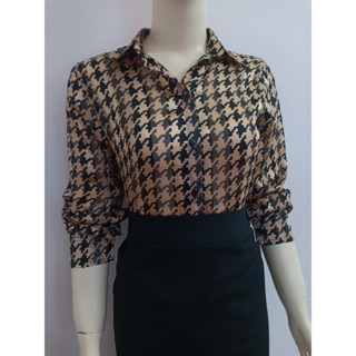  Áo sơ mi nữ tay dài voan sọc phong cách công sở lụa cao cấp A4514 