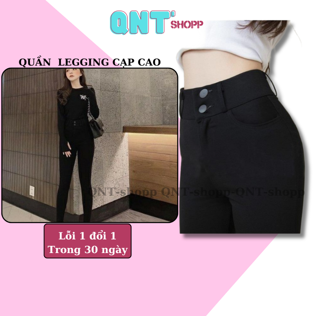 Quần legging nữ cạp cao dài nâng mông có túi cúc khóa kéo,quần legging đen co giãn 4 chiều chất vải Umi ôm body-M22-QNT