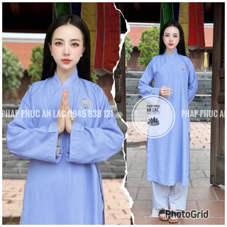 Đồ Lam Đi Chùa Áo Tràng Nữ, Vải Silk Cotton Thoáng Mát Giản Dị Kín Đáo Phù Hợp Đi Lễ, Đi Chùa