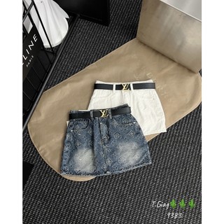 Chân váy ngắn jean denim bò L kèm đai 2 màu xanh trắng Mía QCCC QCL1 CV0292 #9383 