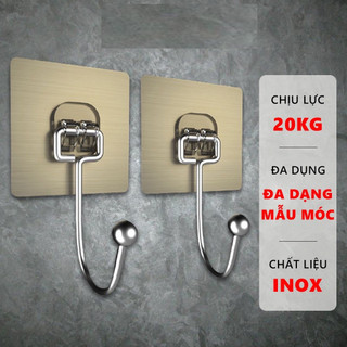 Móc dán tường INOX 304 chịu lực 5kg miếng dán tráng bạc siêu dính, móc dán chịu lực loại 1 siêu chắc chắn