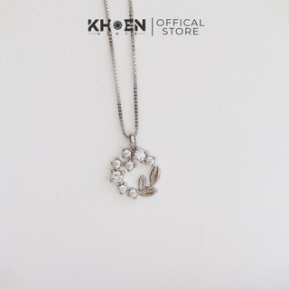 Vòng cổ - tròn lá đá xi bạc 925 - khoen store