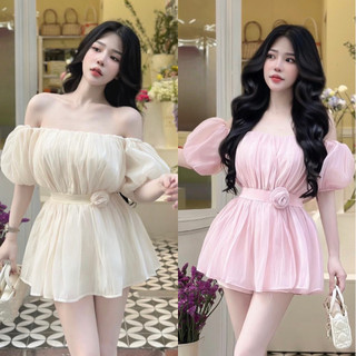 Váy bánh bèo tay ngắn bồng cúp ngực mellystore váy bánh bèo vải tơ cao cấp đẹp quyến rũ ,sang trọng - đầm thiết kế
