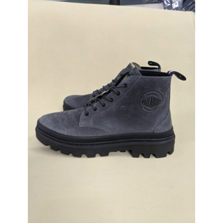 Giày Palladium cổ vừa màu xám da nubuck chính hãng