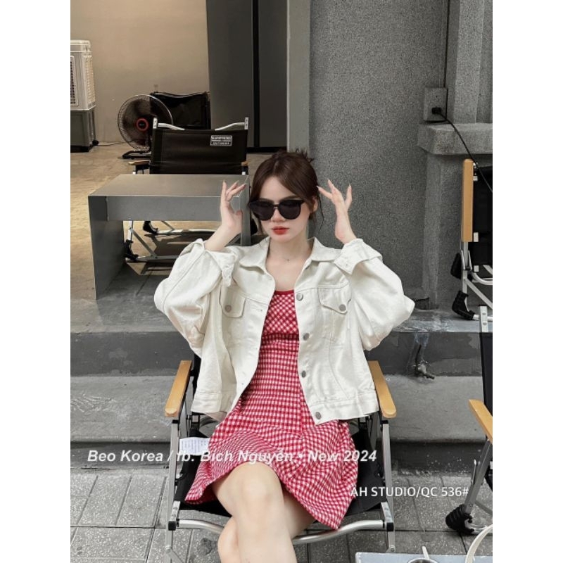 ÁO KHOÁC KAKI JEANS CROPTOP metwo.dearu - Áo khoác bò denim QC dáng lửng basic dày dặn ulzzang Hàn Quốc