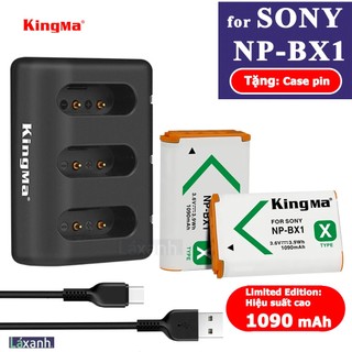 Kingma Sony NP-BX1 BX1 - Bộ 2 Pin 1 Dock sạc mới nhất máy ảnh ZV1 RX1 RX100 WX300 WX500 HX400 HX300 HX50 HDR Camera