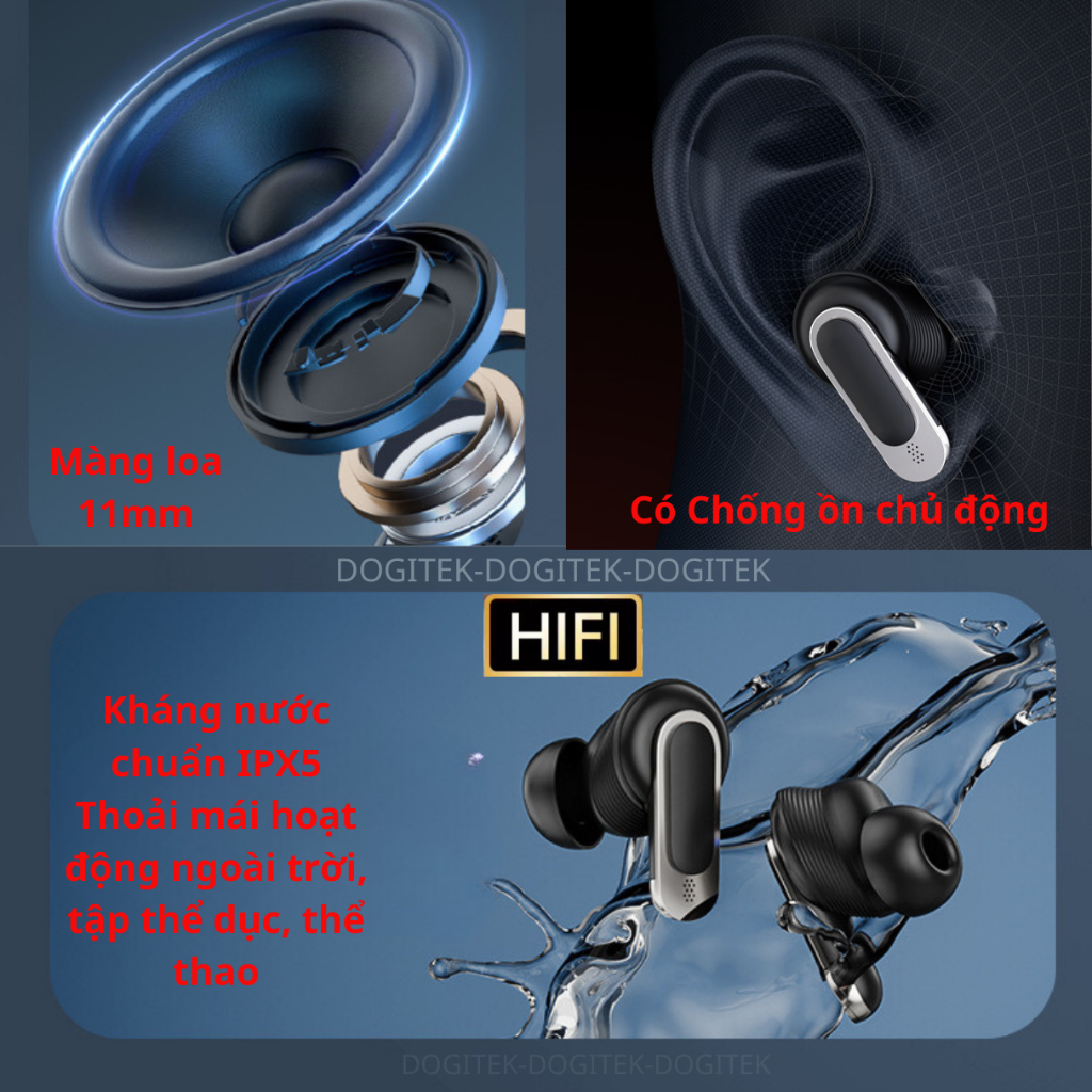 Tai nghe DOGITEK V8 2024, tiếng việt, điều khiển bằng hộp sạc, nhiều chế độ nhạc,định vị tai nghe | BigBuy360 - bigbuy360.vn