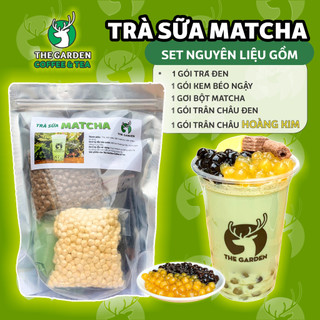 Set trà sữa tự pha trân châu đường đen the garden, nguyên liệu làm trà sữa phúc long, matcha 10 vị 6-8 ly