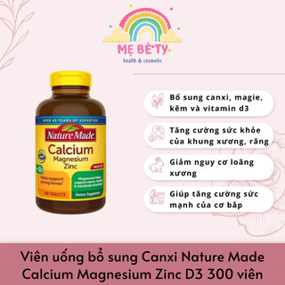 Viên uống bổ sung Canxi cho bà bầu Nature Made Calcium Magnesium Zinc D3 300 viên