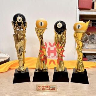 Cúp Billiards bida Pool 8 ball và bida Pool 9 ball gắn bóng số 8 hoặc 9