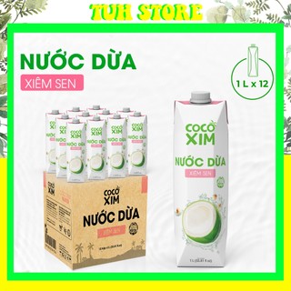 Thùng 12 chai nước dừa xiêm sen 1 lít-cocoxim-tuh