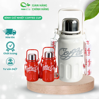 Bình giữ nhiệt Coffee 1200ml inox 316 giữ nóng lạnh, có dây đeo và lưới lọc trà