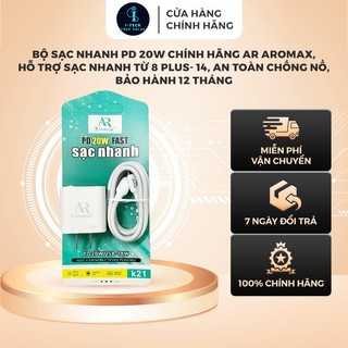 Bộ sạc nhanh PD 20W chính hãng AR AROMAX dành cho các dòng iphone, hỗ trợ sạc nhanh,BH 12 tháng