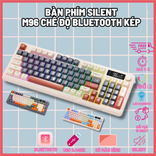 Bàn Phím Không Dây Bluetooth M96 LED 7 Màu Có Màn Hình, 2 Mode, Phím PBT Cao Cấp, Gõ Êm Chống Ồn Cho Win/ Mac OS