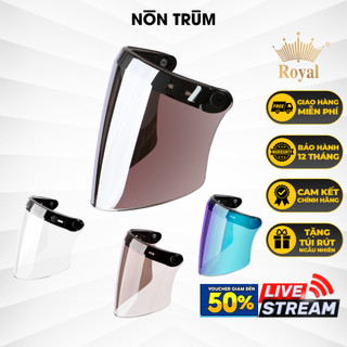 Kính thẳng gắn nón bảo hiểm 3/4 Royal có 3 nút bấm