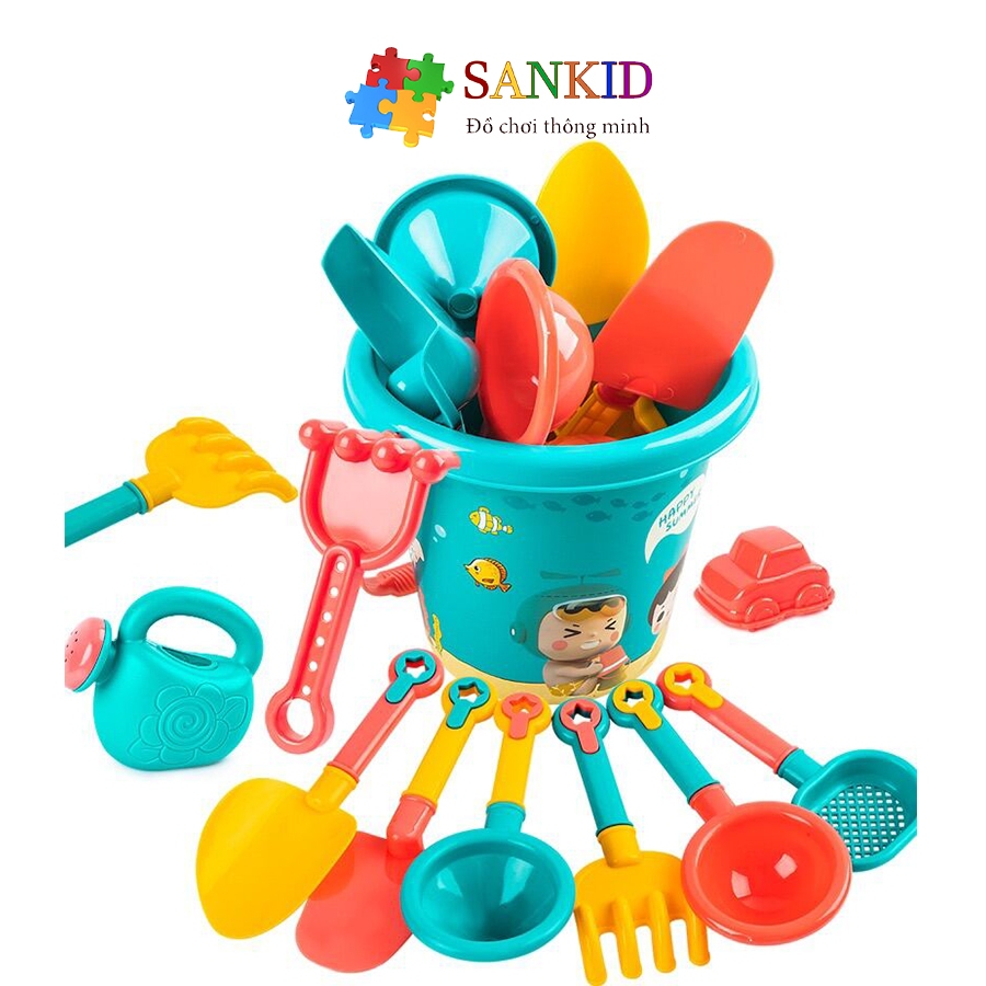 Đồ chơi xúc cát nhiều chi tiết kèm xô, đồ chơi đi biển cho bé Sankid