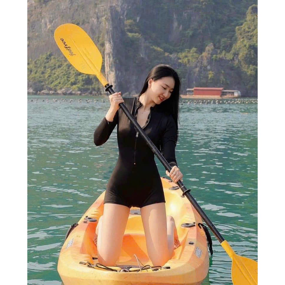 Đồ Bơi Nữ [ M,L , XL ] Bikini Liền Thân Một Mảnh Tay Dài Khoá Kéo _ Bikini Kín Đáo Đi Biển 08