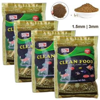 4 Gói Cám cá Koi 500Gr hạt nhỡ Clean Food Growth, Color, Jelly  - Thức Ăn Cá Cao Cấp