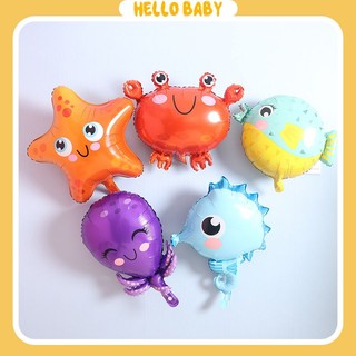 Bóng hình cá biển chibi - sinh vật biển - cua - bạch tuộc - cá ngựa - sao biển trang trí sinh nhật