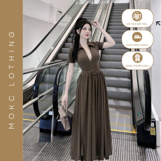 Váy maxi cổ đức chất vải mát mềm mịn mặc lên thướt tha hè mặc đi đâu cũng hợp