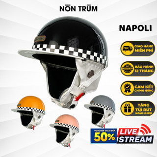 Mũ bảo hiểm xe máy 1/2 Napoli Bosozoku Nhật kèm ốp tai da có lưỡi trai che nắng vintage